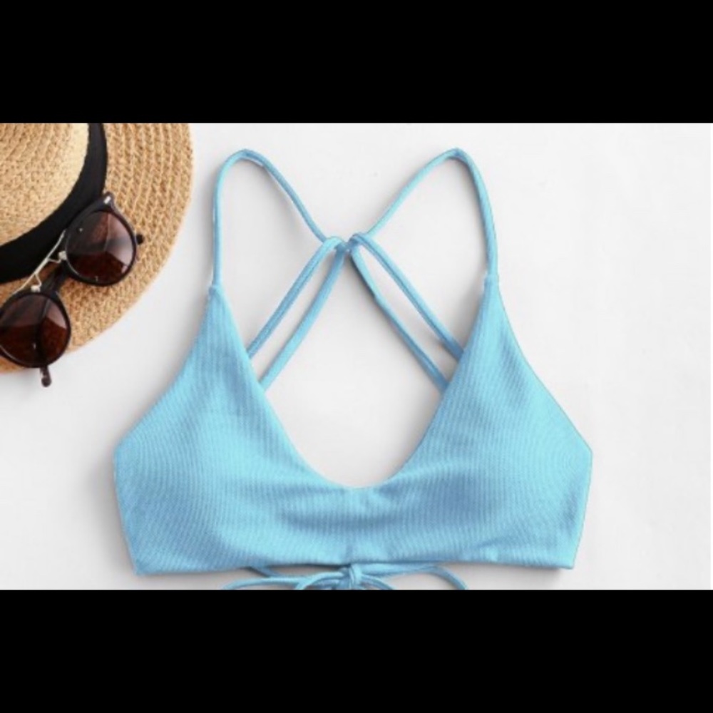 Blue bikini top